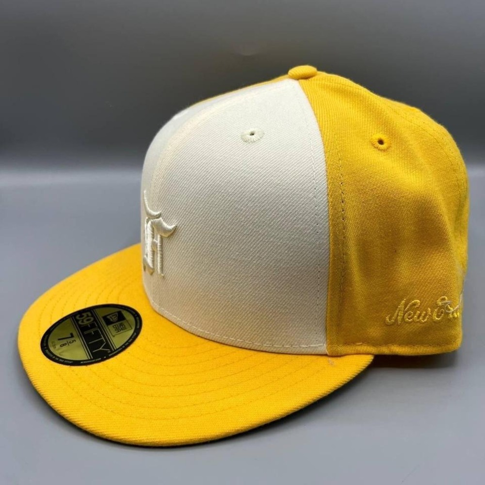 Fear Of God 7 5/8 Yellow White 59Fifty New Era Hat Fitted Cap FOG - Picture 2 of 7